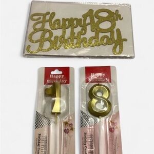 Gold Happy 18th Birthday Cake Topper Set